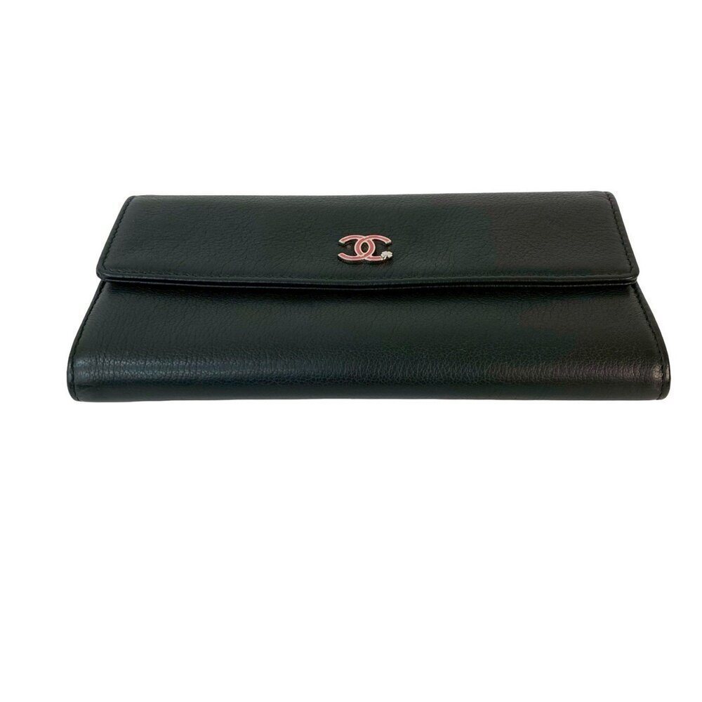 CHANEL Black Leather Logo Wallet - Picture 6 of 10